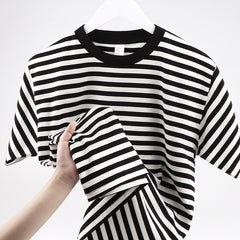 Striped Short Sleeve Simple Men's Versatile T-shirt Loose Top Half Sleeve