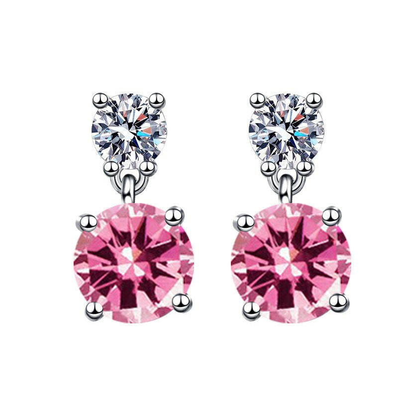 Women's Copper Inlaid Zircon Geometric Earrings
