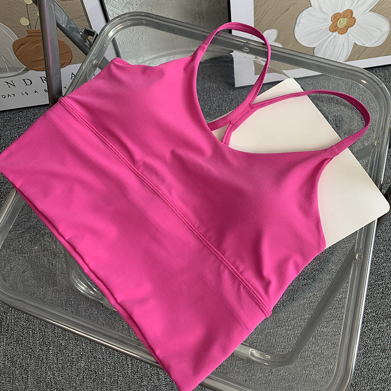 Women's Slim Shoulder Strap Solid Color Yoga Sports Vest