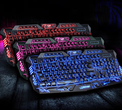 J10 tricolor backlight wired gaming keyboard set colorful luminous gaming mouse keyboard