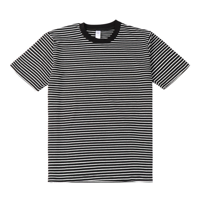 Striped Short Sleeve Simple Men's Versatile T-shirt Loose Top Half Sleeve