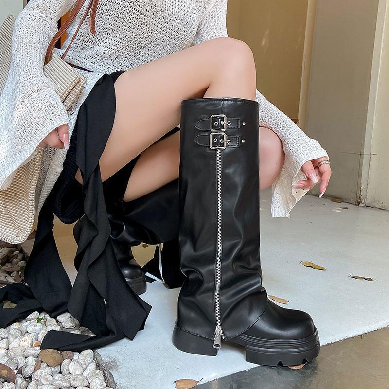 Thick Bottom Chunky Heel All-match Pantyhose Boots For Women