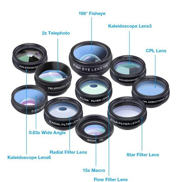 Phone Lens Kit Universal 10 In 1 Fisheye For Smartphone