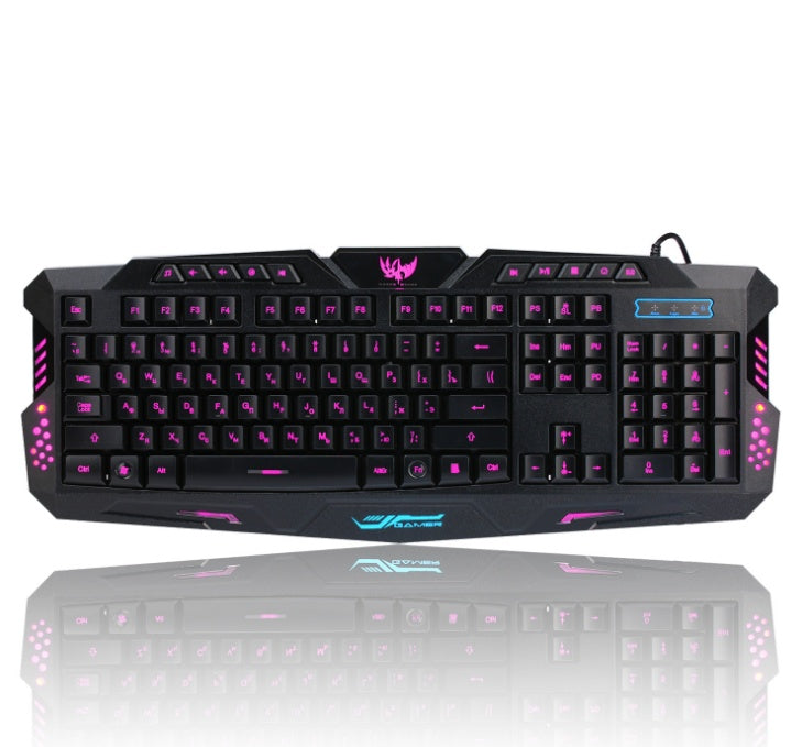 J10 tricolor backlight wired gaming keyboard set colorful luminous gaming mouse keyboard