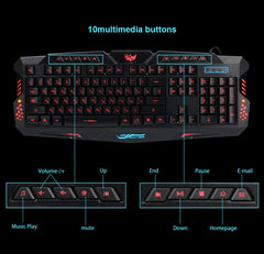 J10 tricolor backlight wired gaming keyboard set colorful luminous gaming mouse keyboard