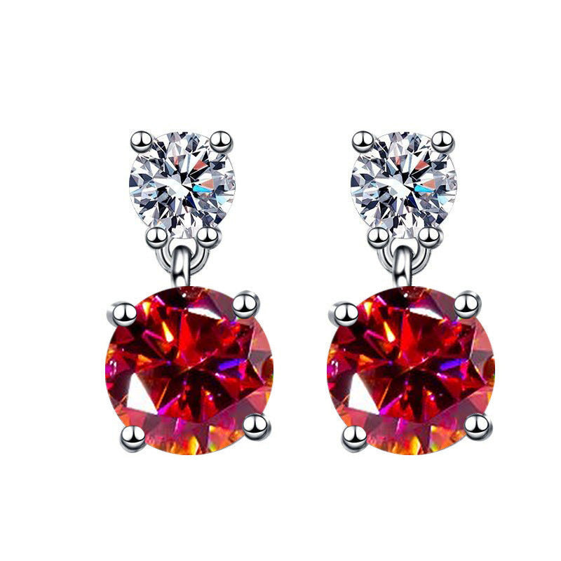 Women's Copper Inlaid Zircon Geometric Earrings