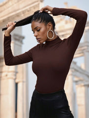 Women's Solid Color Half Turtleneck T-shirt