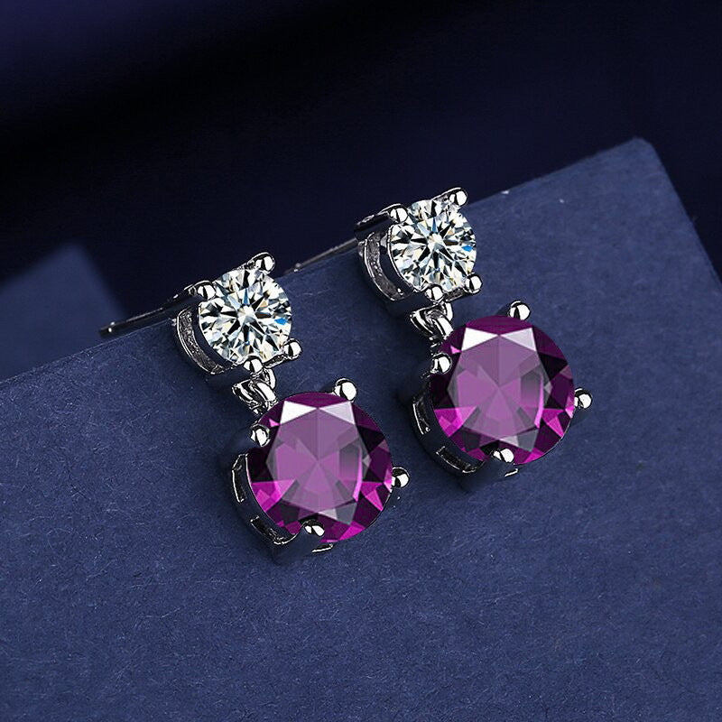 Women's Copper Inlaid Zircon Geometric Earrings