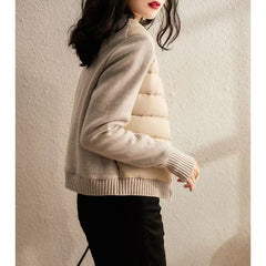 Sweater Stitching Zipper Casual Down Jacket