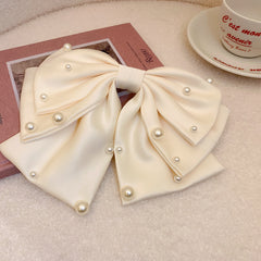 French Light Luxury Star Point Pearl Bow Net Red Headdress Hair Accessories