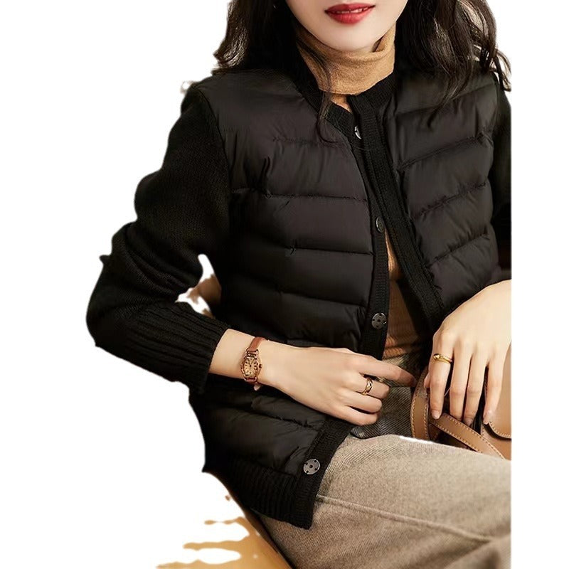 Sweater Stitching Zipper Casual Down Jacket