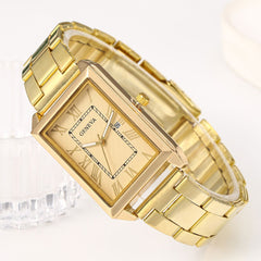 Men's Retro Simple Stylish Square Dial Calendar Quartz Watch