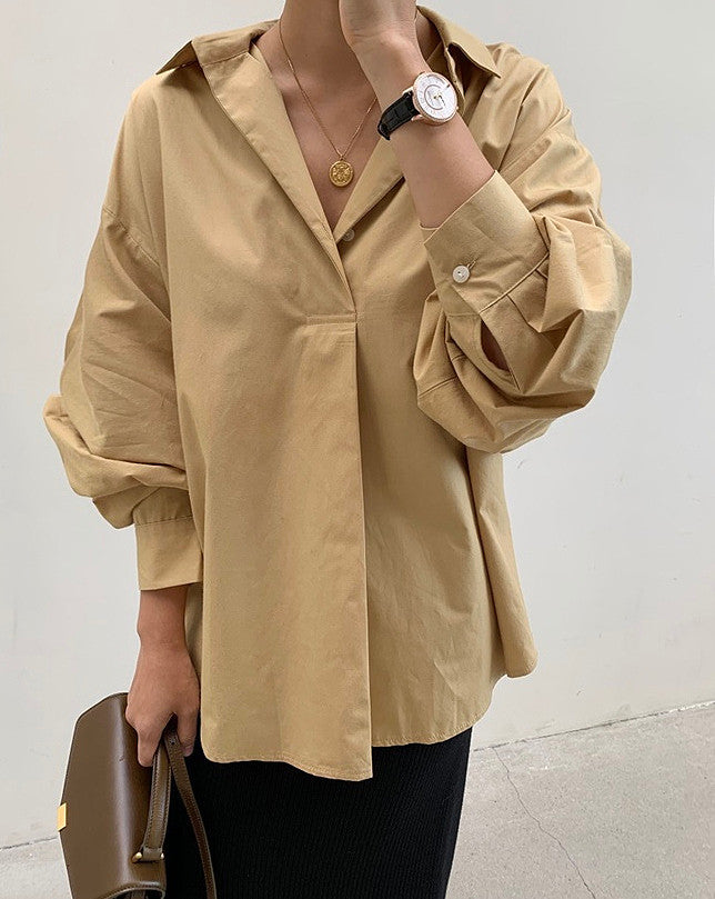 Early Autumn New Temperament Wild Button Loose Slimming Shirt