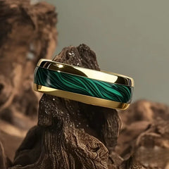 8mm Stainless Steel Fashion Style Turquoise Pattern Ring