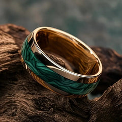 8mm Stainless Steel Fashion Style Turquoise Pattern Ring
