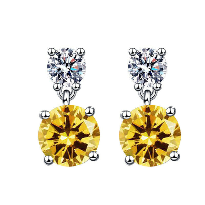 Women's Copper Inlaid Zircon Geometric Earrings