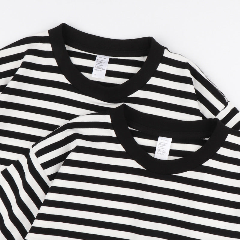 Striped Short Sleeve Simple Men's Versatile T-shirt Loose Top Half Sleeve