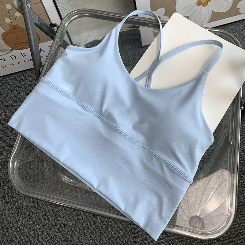 Women's Slim Shoulder Strap Solid Color Yoga Sports Vest