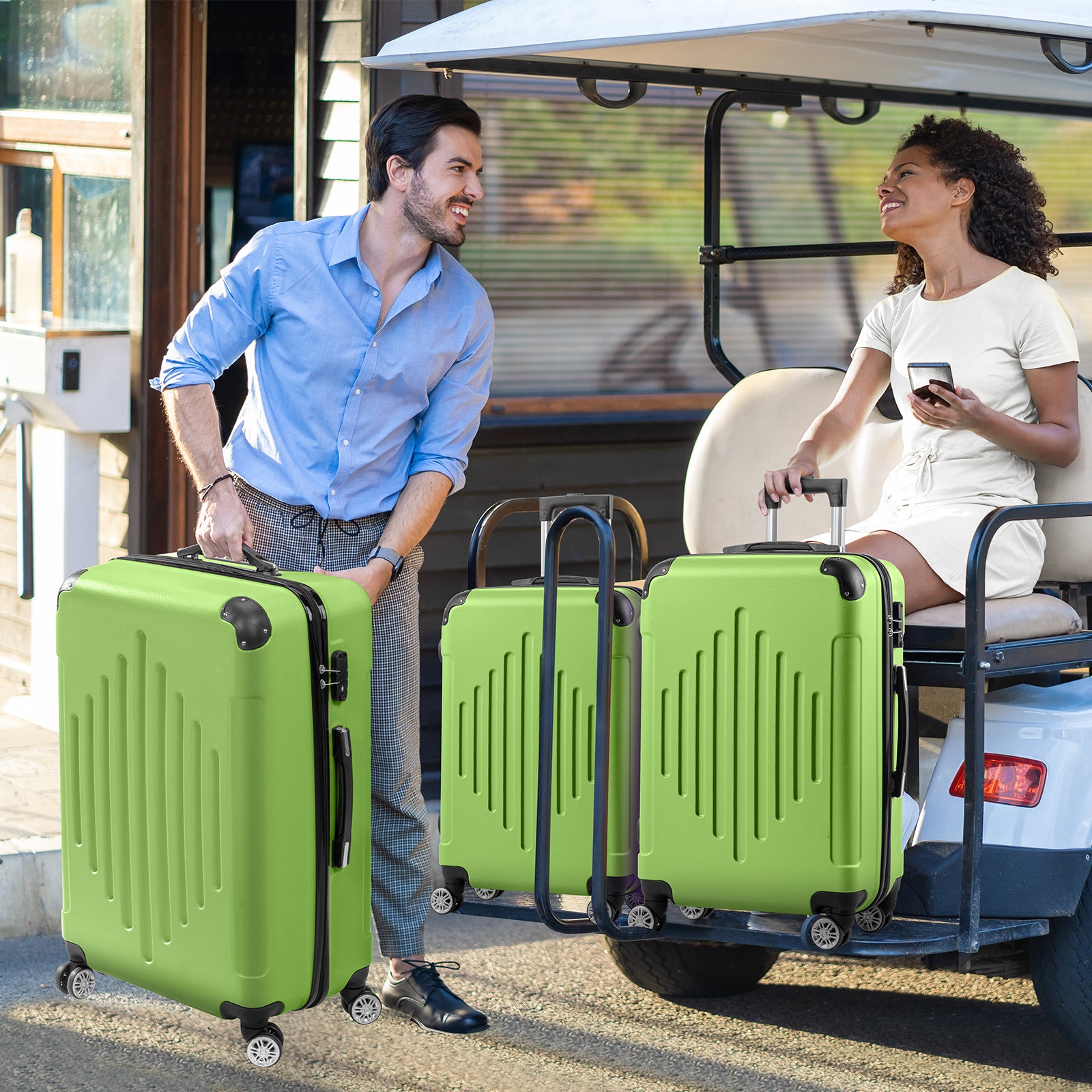 Comes With A Three In One Suitcase With 2 Diamond Shaped Stripes And Corners