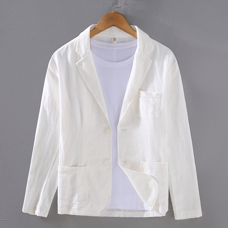 Japanese Flat Collar Casual Ramie Small Suit Men's Versatile