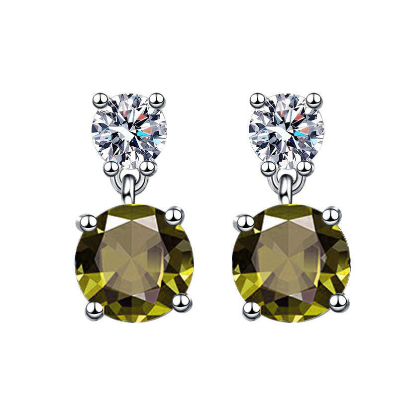 Women's Copper Inlaid Zircon Geometric Earrings